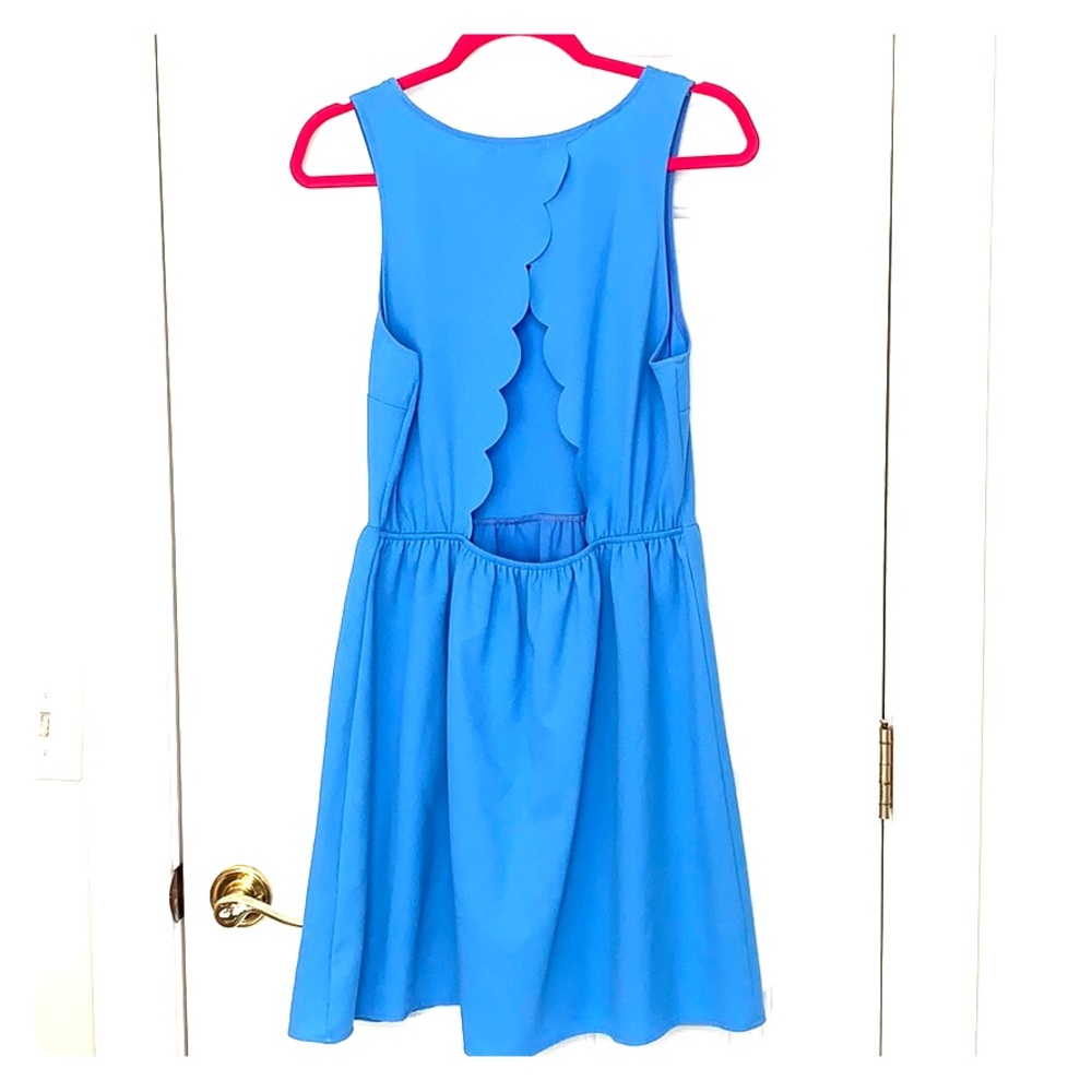 Scallop Back Blue Dress